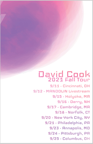 David Cook 2021 Tour Poster #1